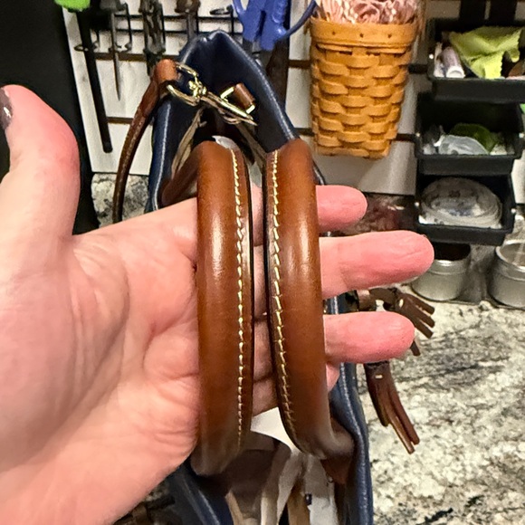 Dooney & Bourke Blue and Brown Leather Tote Bag - Picture 5 of 9